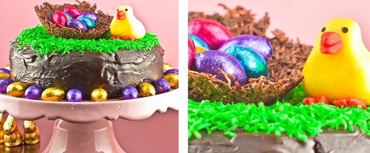 chocolate cake with Easter decorations