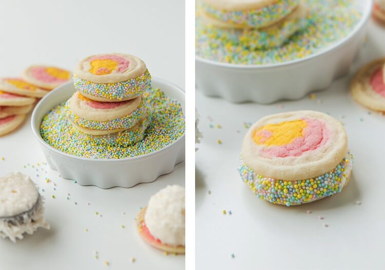 Easter cookie sandwiches with cream filling