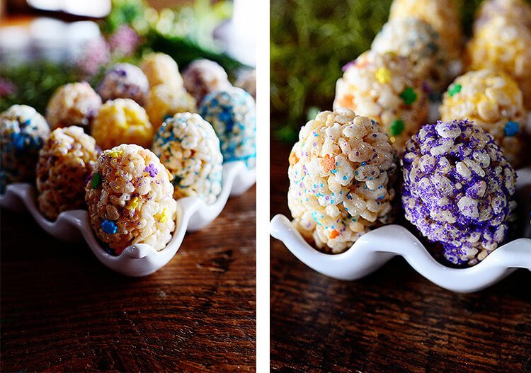 rice krispie treats shaped as eggs