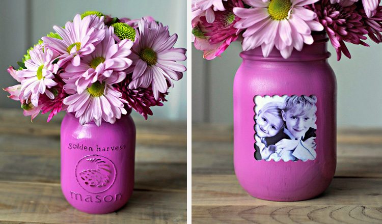 mason jar vases with picture frames
