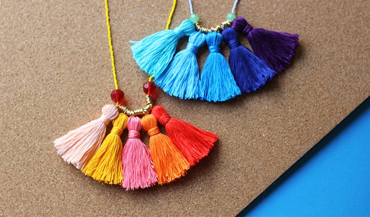 necklace made with colorful tassels