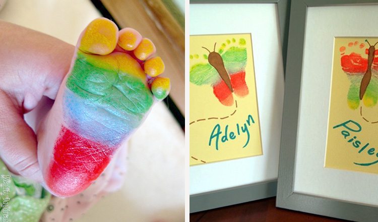 artwork with infant footprints